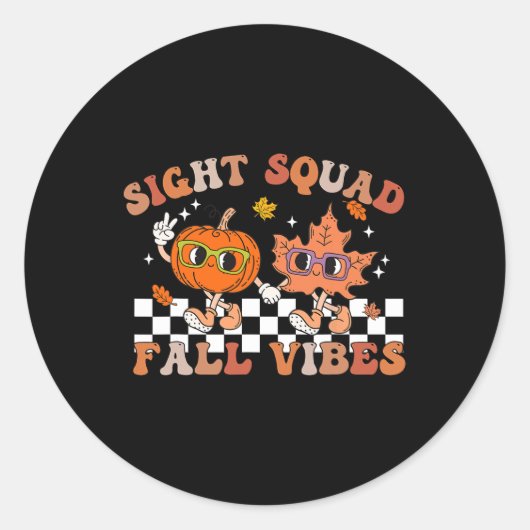 Sight Squad Fall Vibes Pumpkin Fall Leaf Herbst Op Runder Aufkleber (Vorderseite)