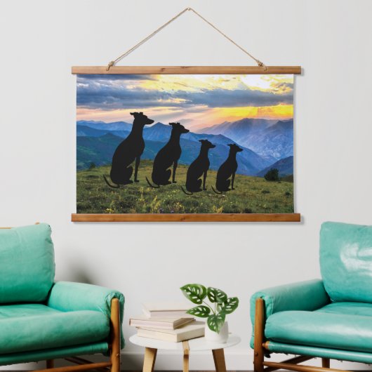 Sighthound Sunset Wandteppich Mit Holzrahmen (Wohnzimmer)