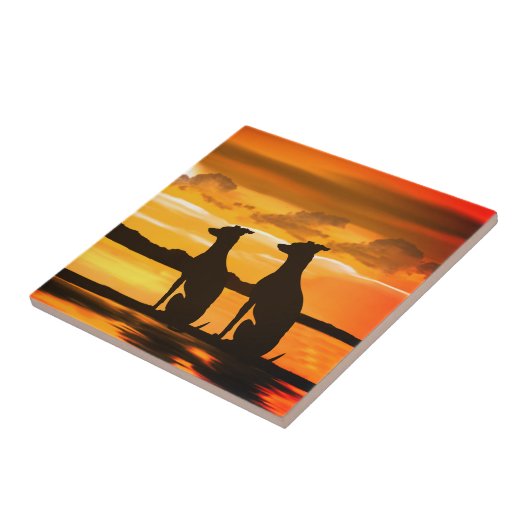 Sighthounds Greyhound Sunrise Fliese (Seite)