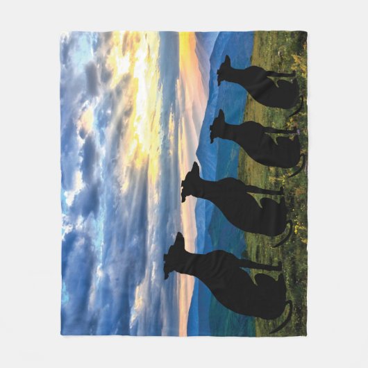Sighthounds - Windhund Sunset Fleecedecke (Vorderseite)