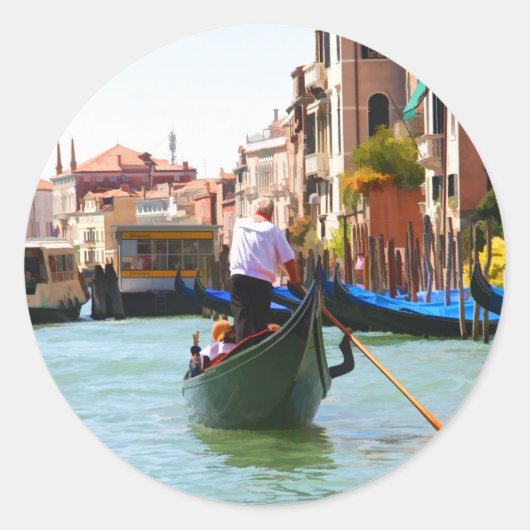 Sightseeing by Gondola Venedig Italien Runder Aufkleber (Vorderseite)