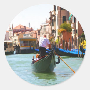 Sightseeing mit Gondel Venedig Italien Runder Aufkleber