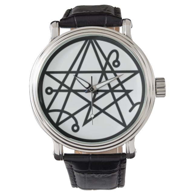 Sigil of the Gateway Black Vintag Leather Armbanduhr (Vorderseite)