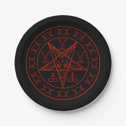 Sigil von Baphomet Dreiermond und Sigil von Luzife Pappteller (Vorderseite)