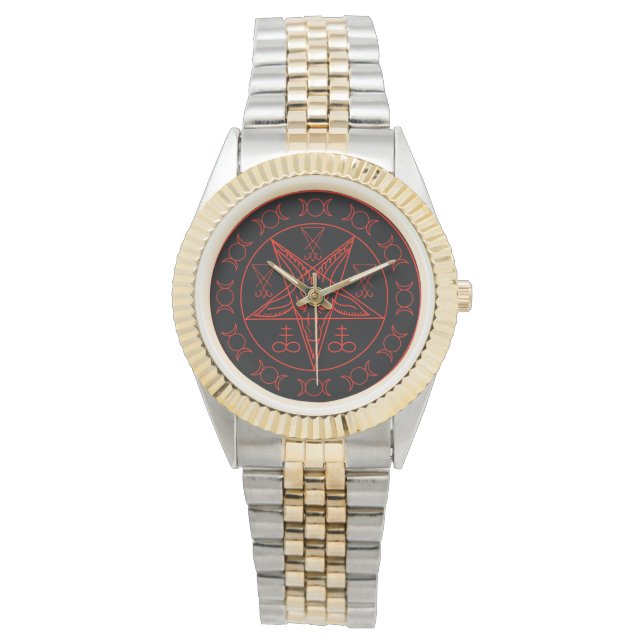 Sigil von Baphomet dreifach mond und sigil lucifer Armbanduhr (Vorderseite)