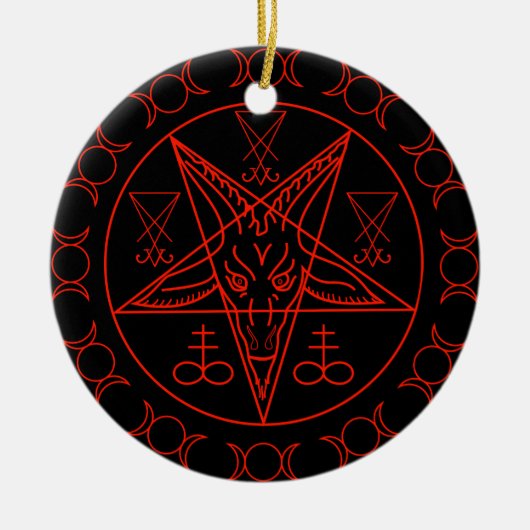 Sigil von Baphomet dreifach mond und sigil lucifer Keramik Ornament (Vorne)