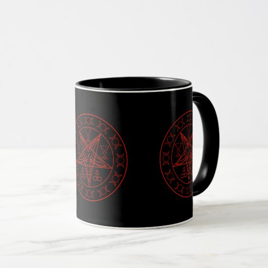 Sigil von Baphomet dreifach mond und sigil lucifer Tasse (VorderseiteRechts)