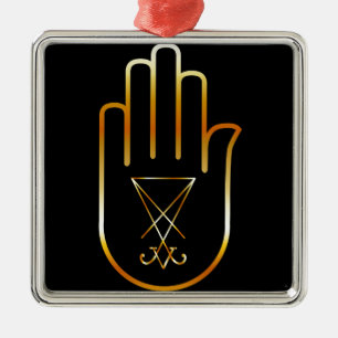 Sigil von Lucifer in einer Palme Silbernes Ornament