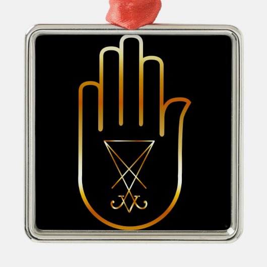 Sigil von Lucifer in einer Palme Silbernes Ornament (Vorne)