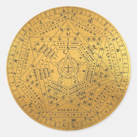Sigillum Dei Siegel of God Angelic John Dee Diagra Runder Aufkleber (Vorderseite)