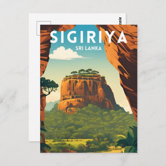 Sigiriya Traditionelles Reiseplakat Postkarte (Vorne/Hinten)