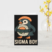 Sigma Boy Italian Brainrot Funny Meme Penguin Karte (Gelbe Blume)