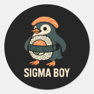 Sigma Boy Italian Brainrot Funny Meme Penguin Runder Aufkleber