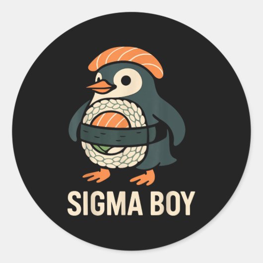 Sigma Boy Italian Brainrot Funny Meme Penguin Runder Aufkleber (Vorderseite)
