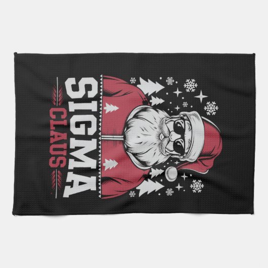Sigma Claus Cool Santa Christmas Rizzler Meme Geschirrtuch (Horizontal)