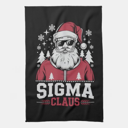 Sigma Claus Cool Santa Christmas Rizzler Meme Geschirrtuch (Vertikal)