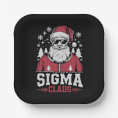 Sigma Claus Cool Santa Christmas Rizzler Meme Pappteller (Vorderseite)