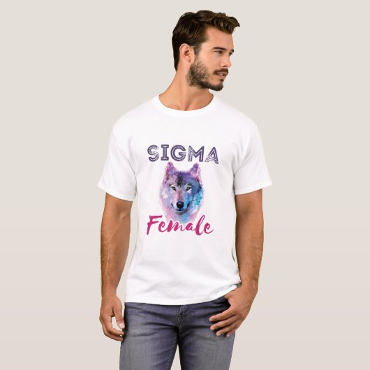Sigma Female Wolf Lone Loner Meme T-Shirt (Vorne ganz)