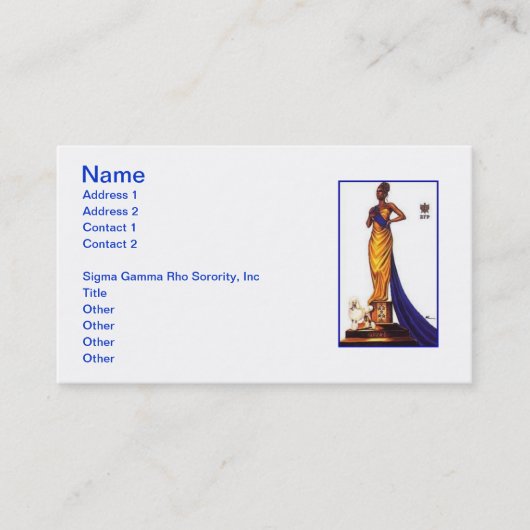 Sigma Gamma Rho Sorority Business Cards Visitenkarte (Vorderseite)
