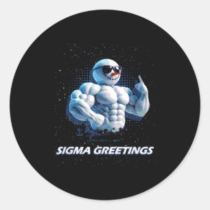 Sigma Grüße Bruh Schneemann Rizz Frohe Weihnachten Runder Aufkleber
