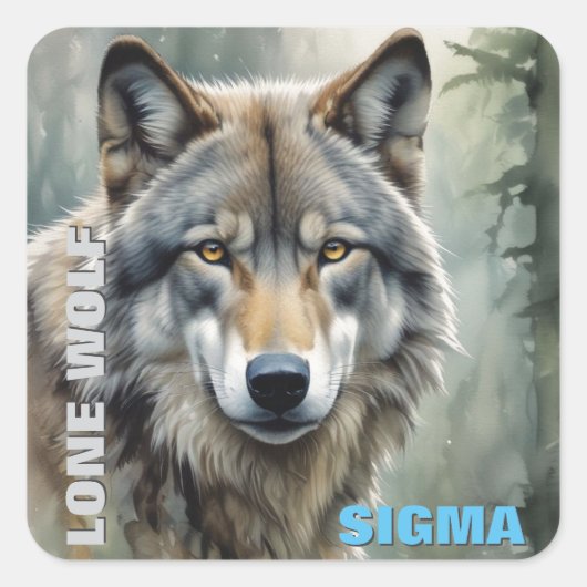 Sigma Male Lone Wolf Quadratischer Aufkleber (Vorderseite)