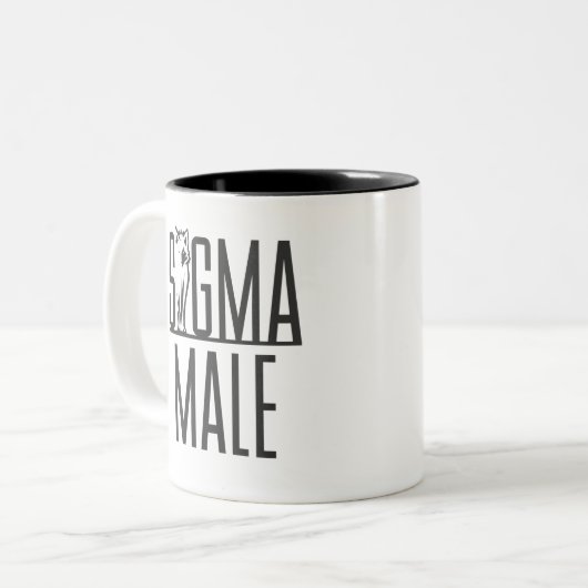 Sigma Male Wolf Lone Loner Meme Zweifarbige Tasse (Vorderseite Links)