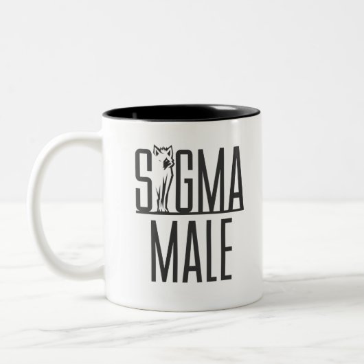 Sigma Male Wolf Lone Loner Meme Zweifarbige Tasse (Links)