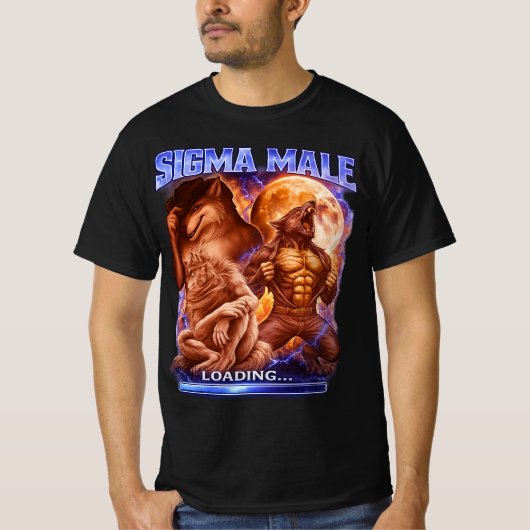 Sigma-Mann lädt... Alpha-Wolf-Meme T-Shirt (Vorderseite)