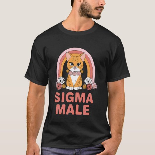 Sigma-Männchen-Grindset-Katze-Kätzchen-Blumenkrone T-Shirt (Vorderseite)