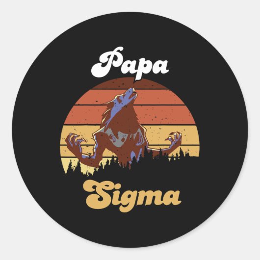 Sigma Papa Wolf Match Stamm Wölfe Camping Pack Fa Runder Aufkleber (Vorderseite)