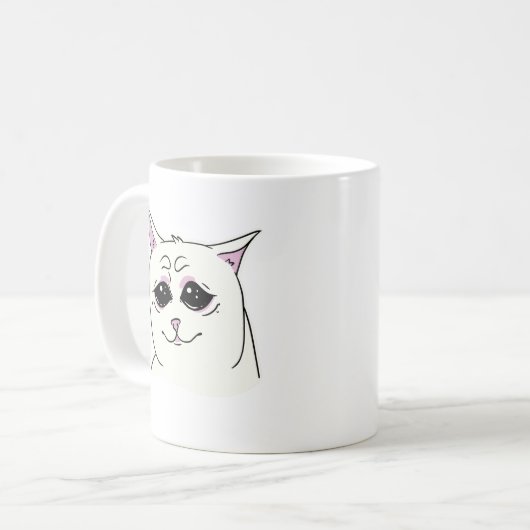 SIGMA SAD WHITE CAT FACE TIER KAFFEETASSE (Vorderseite Links)