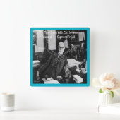 Sigmund Freud & Famous Cat Quote Wall Clock Quadratische Wanduhr (Zuhause)