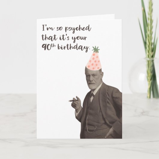 Sigmund Freud Funny 90. Geburtstag Karte (Vorderseite)