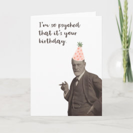 Sigmund Freud Funny Psyched Birthday Karte