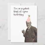 Sigmund Freud Funny Psychology Birthday Karte<br><div class="desc">Sigmund Freud Funny Psychische Geburtstagskarte. Sigmund Freud in einem lustigen, rosa Party, das sagt: "Ich bin so aufgeregt, dass es dein Geburtstag ist." Eine niedliche und clevere Karte für Fans von Freud, Lacan, Psychologie oder Psychoanalyse. Ideal für Therapeuten, Analysten, Analytiker oder alle, die Wortspiele, Schlagwörter und Sprache mögen. Glücklicher Geburtstag,...</div>