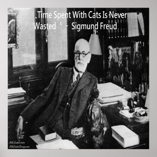 Sigmund Freud in Office & Famous Cat Quote Poster (Vorne)