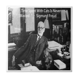 Sigmund Freud in seinem Büro & Lustige Katzen-Zita Fliese