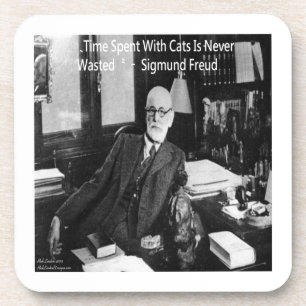 Sigmund Freud in seinem Büro und funny Cat Quote Getränkeuntersetzer