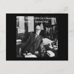 Sigmund Freud in seinem Büro und funny Cat Quote Postkarte