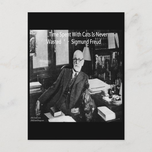 Sigmund Freud in seinem Büro und funny Cat Quote Postkarte (Vorderseite)