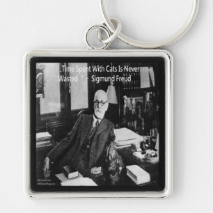 Sigmund Freud in seinem Büro und funny Cat Quote Schlüsselanhänger