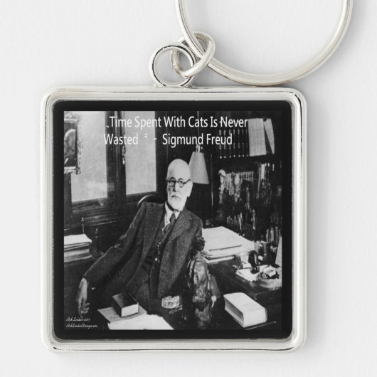 Sigmund Freud in seinem Büro und funny Cat Quote Schlüsselanhänger (Vorne)