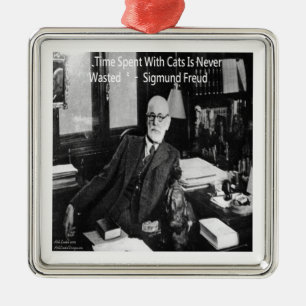 Sigmund Freud in seinem Büro und funny Cat Quote Silbernes Ornament