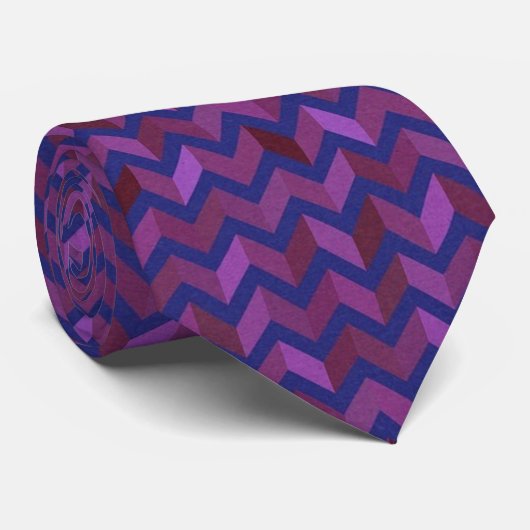 Sigmund Freud Neo Patchwork Zigzag Satin Necktie Krawatte (Gerollt)