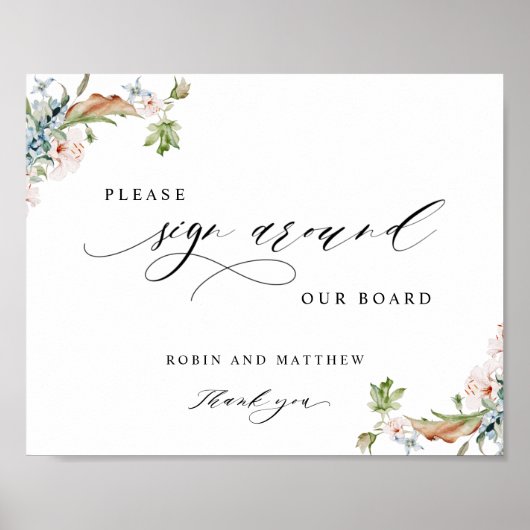 "Sign Around" Board, Earthy Blooms Sign Poster (Vorne)