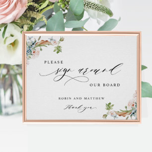 "Sign Around" Board, Earthy Blooms Sign Poster