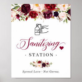 Sign Burgundy Blush Chic Bloral Poster