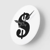 Sign-Dollar Einfache Schablonenschrift Runde Wanduhr (Winkel)
