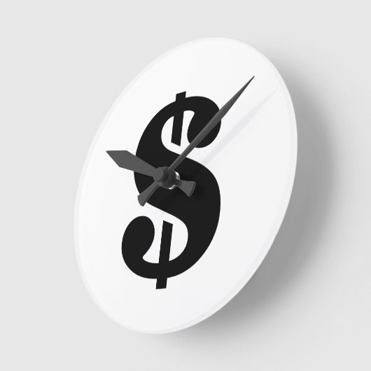 Sign-Dollar Einfache Schablonenschrift Runde Wanduhr (Winkel)