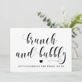 Sign für Black Script Brunch und Bubbly Brautparty Einladung (Stehend Vorderseite)